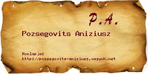 Pozsegovits Aniziusz névjegykártya